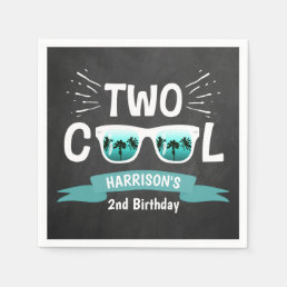 Two Cool Boys Chalkboard 2nd Birthday Napkins