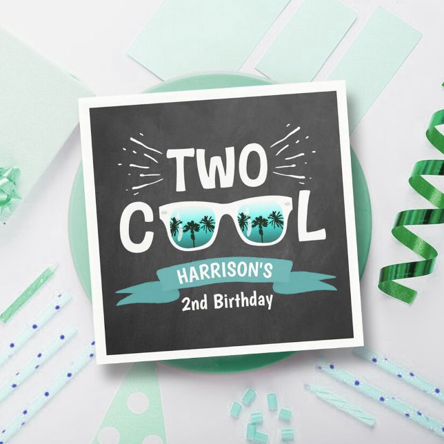 Two Cool Boys Chalkboard 2nd Birthday Napkins (Creator Uploaded)