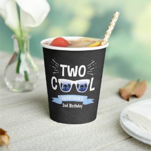 Two Cool Boys Chalkboard 2nd Birthday Paper Cups