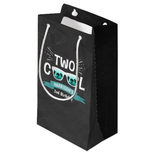 Two Cool Boys Chalkboard 2nd Birthday Party Small Gift Bag