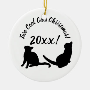 Two Cool Cats Christmas 20xx! Ceramic Ornament