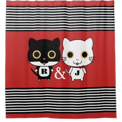 Two Cool Cats Personalized Shower Curtain