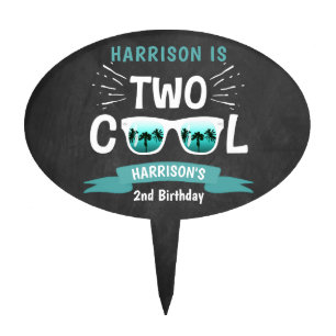 Two Cool Chalkboard Boys 2nd Birthday Cake Topper