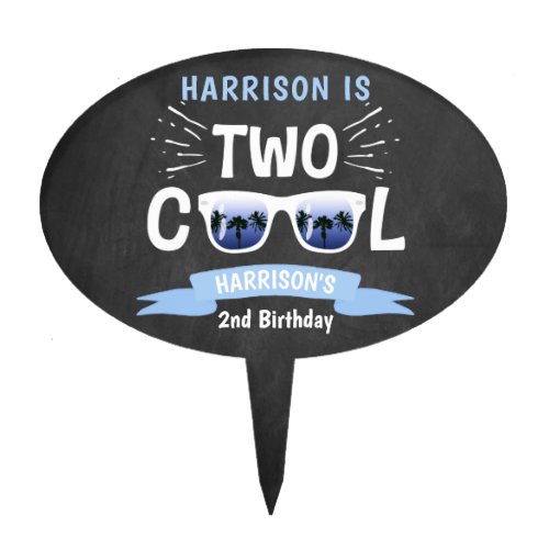 Two Cool Chalkboard Boys 2nd Birthday Cake Topper