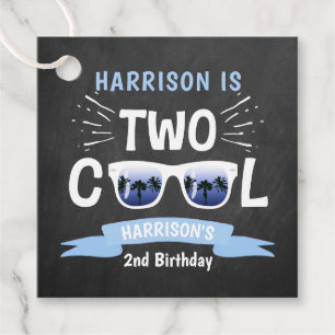 Two Cool Chalkboard Boys 2nd Birthday Favor Tags