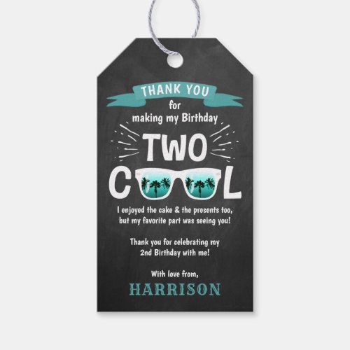 Two Cool Chalkboard Boys 2nd Birthday Thank You Gift Tags