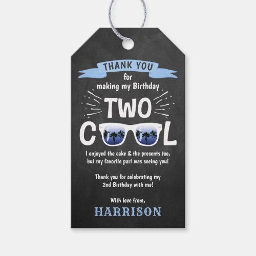 Two Cool Chalkboard Boys 2nd Birthday Thank You Gift Tags