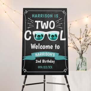 Two Cool Chalkboard Boys 2nd Birthday Welcome Sign