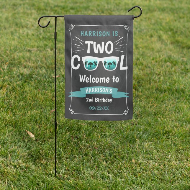Two Cool Chalkboard Boys 2nd Birthday Welcome Sign (In SItu)