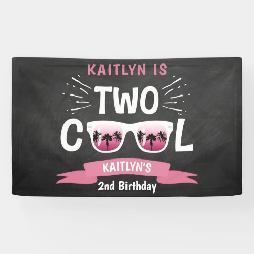 Two Cool Chalkboard Girls 2nd Birthday Banner