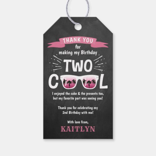 Two Cool Chalkboard Girls 2nd Birthday Thank You Gift Tags