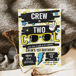 Two Cool Checkered Sunglasses 2nd Birthday Party Invitation
