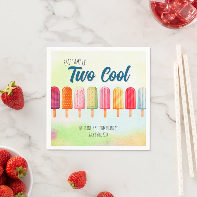 Two Cool Cute Popsicles Second Birthday  Napkins (Insitu)