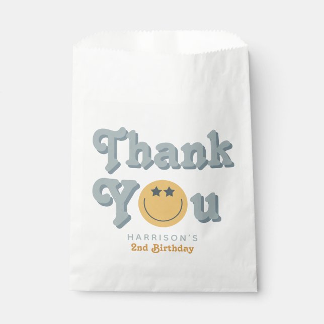 Two Cool Dude Boys 2nd Birthday Party Thank You Favor Bag (Front)