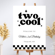 Two Cool Dude Retro Checkered Welcome Sign