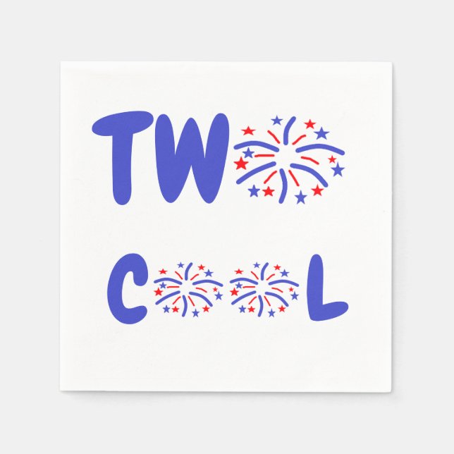 Two Cool Firework 2nd Birthday Napkins (Front)
