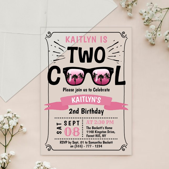 Two Cool Girls 2nd Birthday Acrylic Invitations (Creator Uploaded)