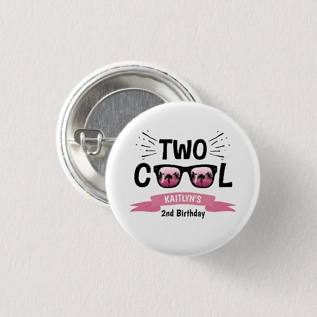 Two Cool Girls 2nd Birthday Button (Front & Back)