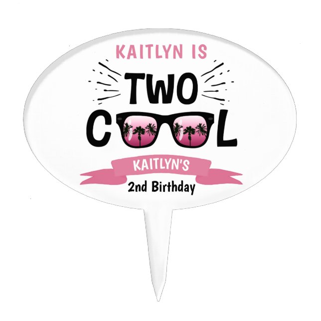 Two Cool Girls 2nd Birthday Cake Topper (Front)