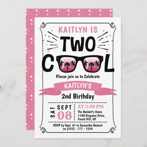 Two Cool Girls 2nd Birthday Invitations