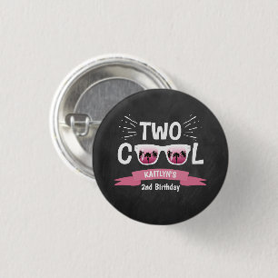 Two Cool Girls Chalkboard 2nd Birthday Button