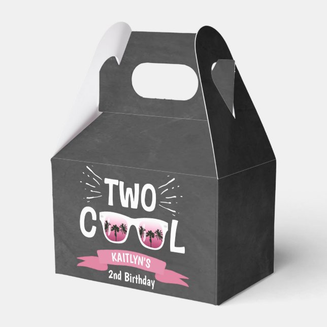 Two Cool Girls Chalkboard 2nd Birthday Favor Boxes (Front Side)