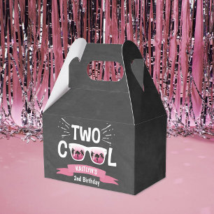 Two Cool Girls Chalkboard 2nd Birthday Favor Boxes