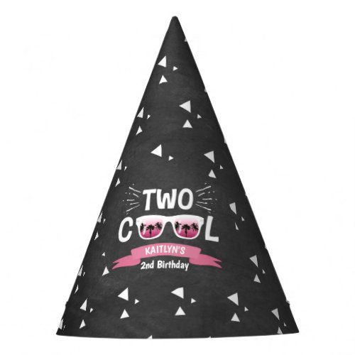Two Cool Girls Chalkboard 2nd Birthday Party Hat