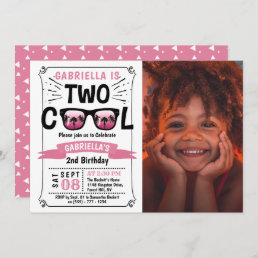 Two Cool Girls Photo 2nd Birthday Invitations