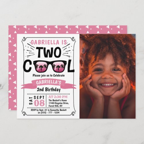 Two Cool Girls Photo 2nd Birthday Invitations