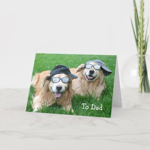 Two Cool Golden Retrievers Fathers Day Card