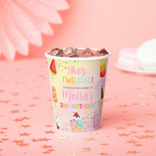 TWO COOL ice cream girl birthday paper cups Paper Cups