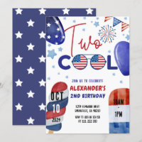 Two Cool July 4th Red, White Blue 2nd Birthday