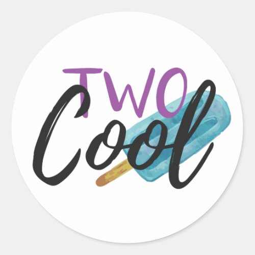 TWO COOL Kids 2nd Birthday Summer Ice Pop Party Classic Round Sticker