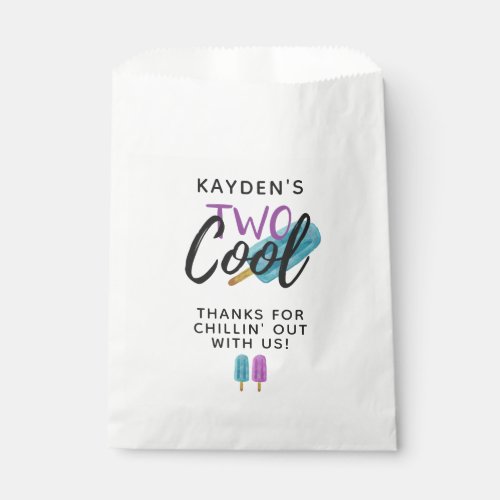 TWO COOL Kids 2nd Birthday Summer Ice Pop Party Favor Bag