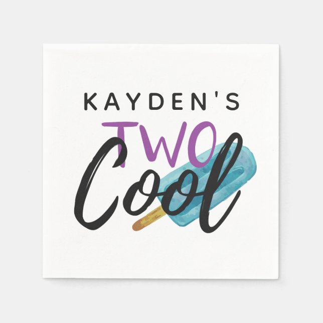 TWO COOL Kid's 2nd Birthday Summer Ice Pop Party Napkins (Front)