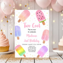 Two Cool Pink Popsicle Birthday Invitation