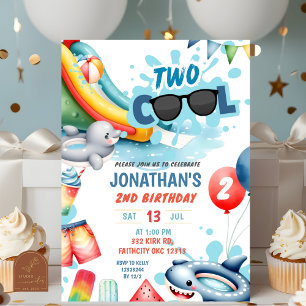 Two Cool Pool Birthday Party Invitation