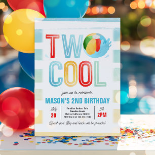 Two Cool Pool Party Beach 2nd Birthday Party  Invitation