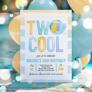 Two Cool Pool Party Beach 2nd Birthday Party  Invitation