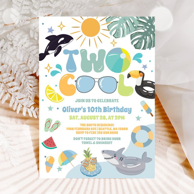 Two Cool Pool Party Summer 2nd Birthday Invitation (Creator Uploaded)