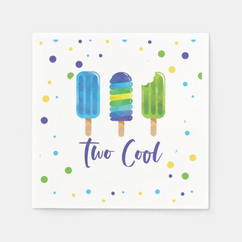 Two Cool pop 2nd Birthday blue green Paper Pl Napkins