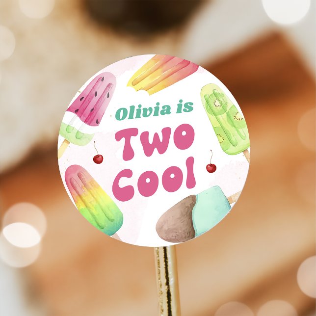 Two Cool Popsicle 2nd Birthday Party Sticker (Creator Uploaded)