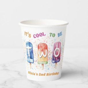 Two Cool Popsicle Ice Cream 2nd Birthday Paper Cups