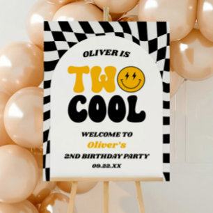 Two Cool Retro 2nd Birthday Party Welcome Sign
