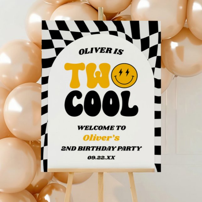 Two Cool Retro 2nd Birthday Party Welcome Sign (Creator Uploaded)