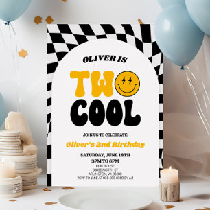 Two Cool Retro Arch Second 2nd Birthday Party Invitation
