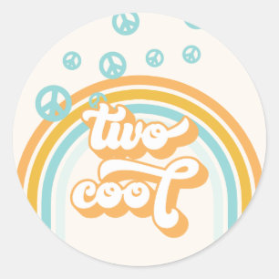 TWO Cool Retro Boy 2ND Birthday Classic Round Sticker