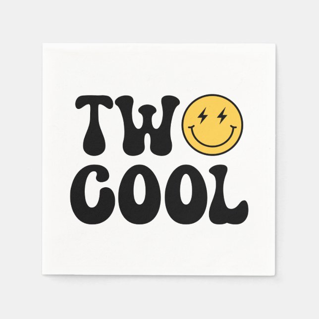 Two Cool Retro Happy Face Birthday Napkins (Front)