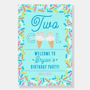 Two Cool Second Birthday Invitation Ice Cream Foam Board